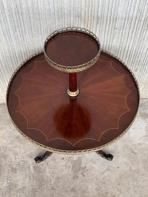 Round Louis XVI Style Two-Tier Mahogany Bouillotte Table in the Style of Jansen-PSK-1002656