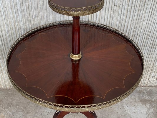 Round Louis XVI Style Two-Tier Mahogany Bouillotte Table in the Style of Jansen-PSK-1002656