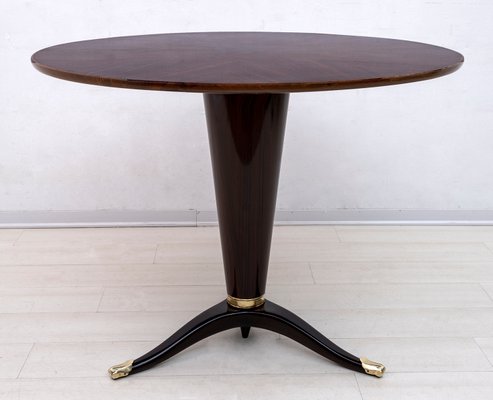 Round Mahogany and Walnut Table by Paolo Buffa for La Permanente Furniture, Italy, 1950s-FER-906027