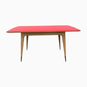 Round Maple & Fuchsia Top Table, 1950s-IJR-1294646