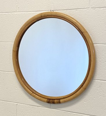 Round Mirror in Bamboo, 1970s-NPC-1757123