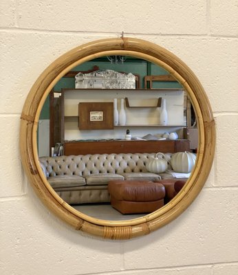 Round Mirror in Bamboo, 1970s-NPC-1757123