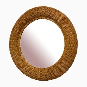 Round Mirror in Wicker, 1980s-NPC-1442058