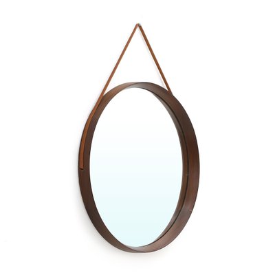 Round Mirror with Leather Strap, 1960s-EZ-1706722