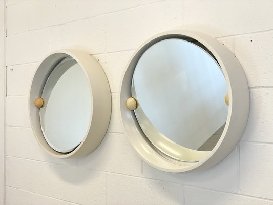 Round Mirrors in Lacquered Wood, 1970s, Set of 2-NPC-1767645