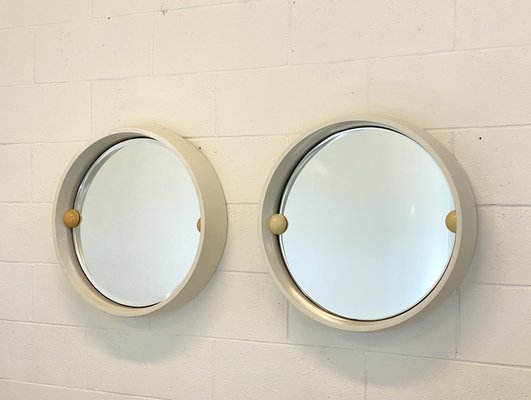 Round Mirrors in Lacquered Wood, 1970s, Set of 2-NPC-1767645