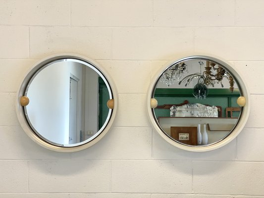 Round Mirrors in Lacquered Wood, 1970s, Set of 2-NPC-1767645