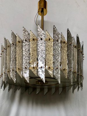 Round Murano Art Glass and Brass Chandelier, 1970s-UH-834097