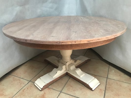 Round Oak Veneer Coffee Table, 1970s-WQQ-1422724