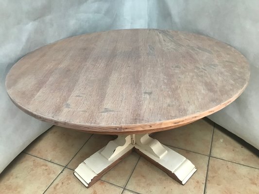 Round Oak Veneer Coffee Table, 1970s-WQQ-1422724