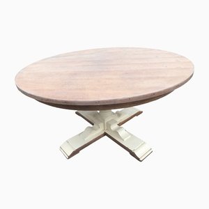 Round Oak Veneer Coffee Table, 1970s-WQQ-1422724