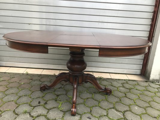 Round Oval Extendable Table with Chairs, 1970s, Set of 4-WQQ-1397040