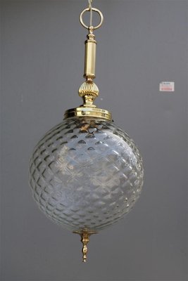 Round Pendant Lamp in Murano and Brass from Venini, 1950s-EH-1389335