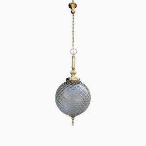 Round Pendant Lamp in Murano and Brass from Venini, 1950s-EH-1389335