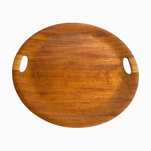 Round Platter or Tray in Wood, Denmark, 1960s-UR-1791907