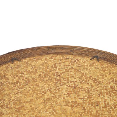 Round Rattan, Leather and Metal Table by Ramon Castellanos for Kalma, 1980s-EZ-987917