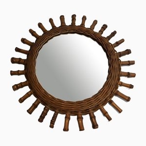 Round Rattan Mirror-BA-1365437