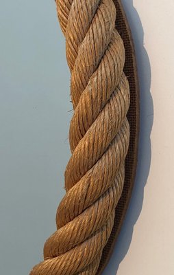 Round Rope Mirror in the style of of Audoux Minet, 1970s-BA-1374479