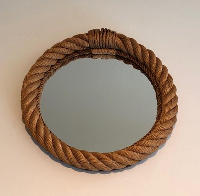 Round Rope Mirror in the style of of Audoux Minet, 1970s-BA-1374479