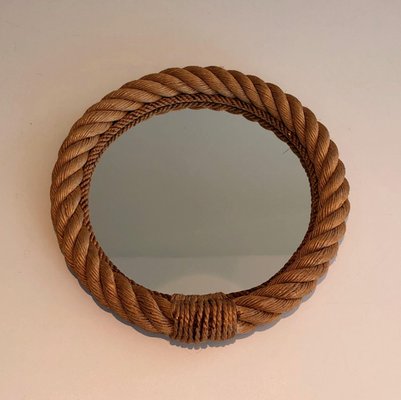 Round Rope Mirror in the style of of Audoux Minet, 1970s-BA-1374479