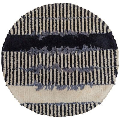 Round Rya Black and White Hanging Carpet, 1960s, Sweden-KL-884095