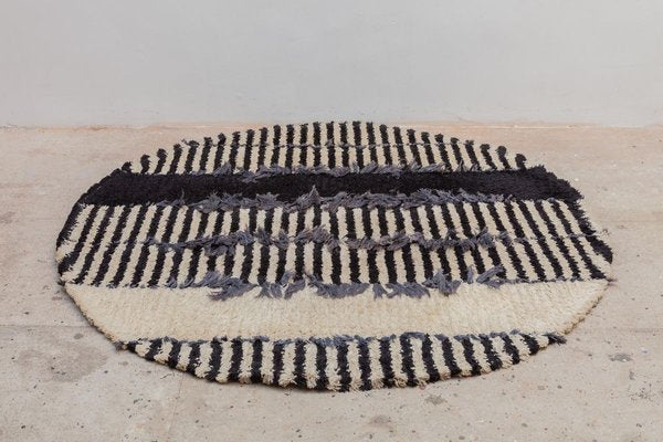 Round Rya Black and White Hanging Carpet, 1960s, Sweden-KL-884095