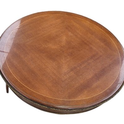 Round Side Table with Bronze Edges and Inlay-TCS-1780068