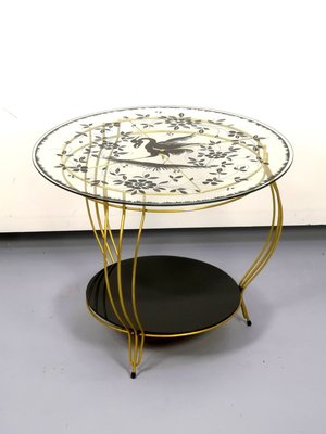 Round Side Table with Phoenix Bird Motif-UWE-764616