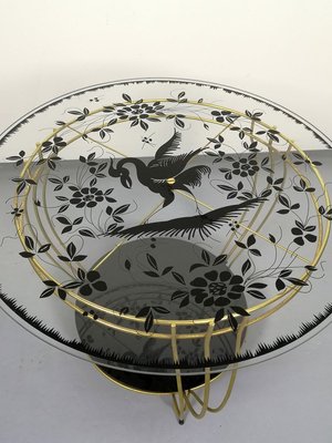 Round Side Table with Phoenix Bird Motif-UWE-764616