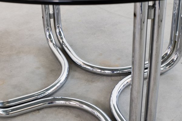 Round Table with Steel Base and Glass Top by Giotto Stoppino, 1970s-IVC-1720536