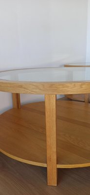 Round Tables with Glass Tops, 1980s, Set of 3-ZEF-2017493