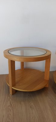 Round Tables with Glass Tops, 1980s, Set of 3-ZEF-2017493