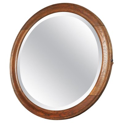 Round Wall Mirror in Oak, 1920s-FEW-2024235