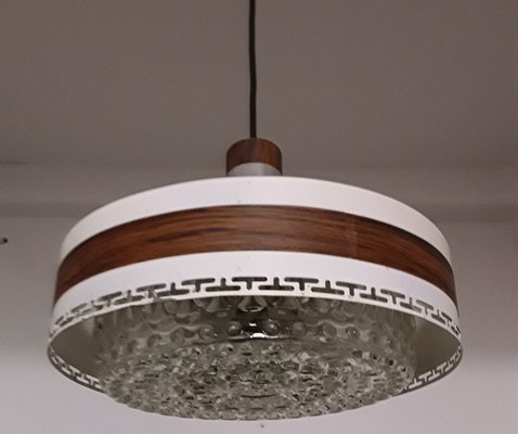 Round White Painted Ceiling Lamp, 1970s-HOI-743135