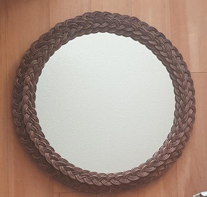 Round Wicker Mirror, 1960s-QDP-828779