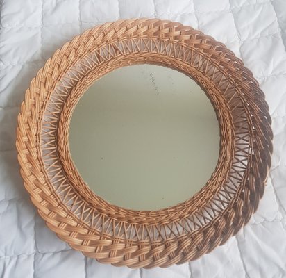 Round Wicker Mirror, 1960s-QDP-1357499