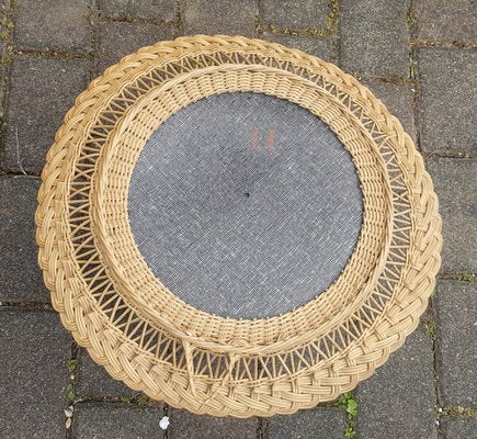 Round Wicker Mirror, 1960s-QDP-1357499