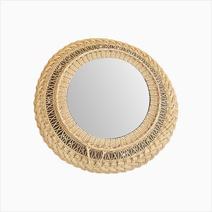 Round Wicker Mirror, 1960s-QDP-1357499