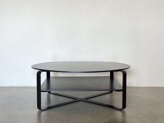 Round Wooden and Lacquered Metal Coffee Table, 1970s-NPC-1816627