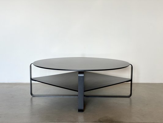 Round Wooden and Lacquered Metal Coffee Table, 1970s-NPC-1816627