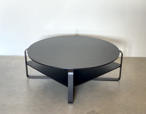 Round Wooden and Lacquered Metal Coffee Table, 1970s-NPC-1816627