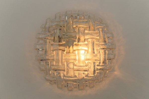 Round Woven Glass Flush Wall Lamp, Germany, 1960s-KQB-1815458