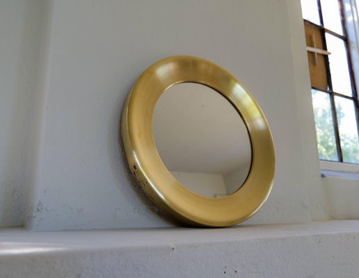 Rounded Brass Mirror attributed to Glasmäster, Sweden, 1960s-UYK-1367545