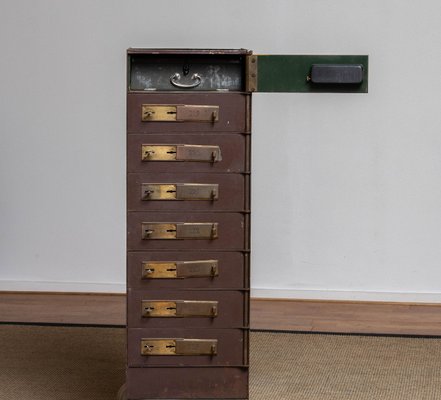 Row of Eight Safety Deposit Boxes Security Lockers, 1920s-JE-1075518