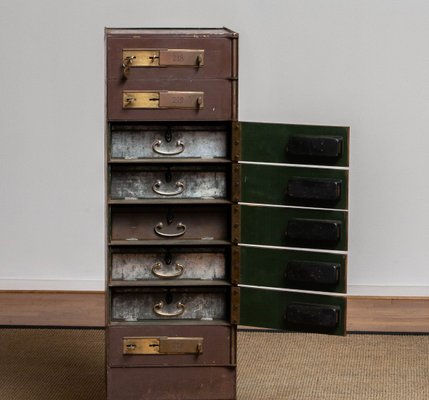 Row of Eight Safety Deposit Boxes Security Lockers, 1920s-JE-1075518