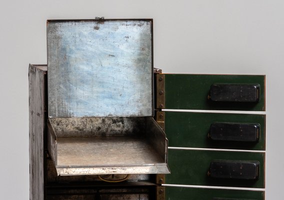 Row of Eight Safety Deposit Boxes Security Lockers, 1920s-JE-1075518