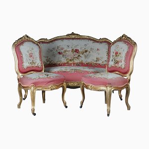 Royal Louis XV or Rococo Tapestry Sofa & Chairs, 1880s, Set of 3-FLW-1402202