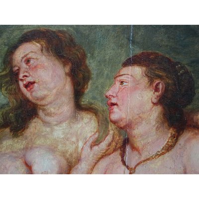 Rubensian Painter of the Genoese School, The Three Graces, 1700s, Oil on Board, Framed-BEW-2042839