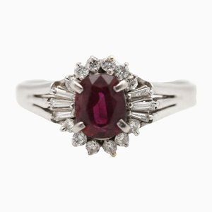 Ruby & Diamond Platinum Ring-AX-1148309