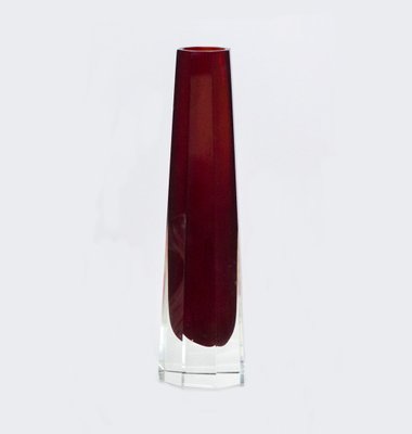 Ruby Red Sommerso Glass Vase, 1980s-FSD-833393